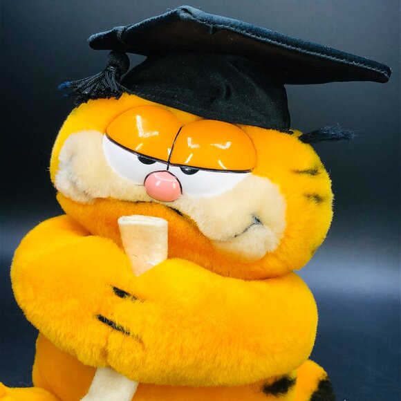 Vintage 1981 GARFIELD Graduation Cap Diploma Plush Stuffed Toy: 8" - Dakin - Picture 5 of 11